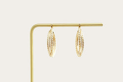 Twist-Braided Oval Triple Hoop Gold Earrings