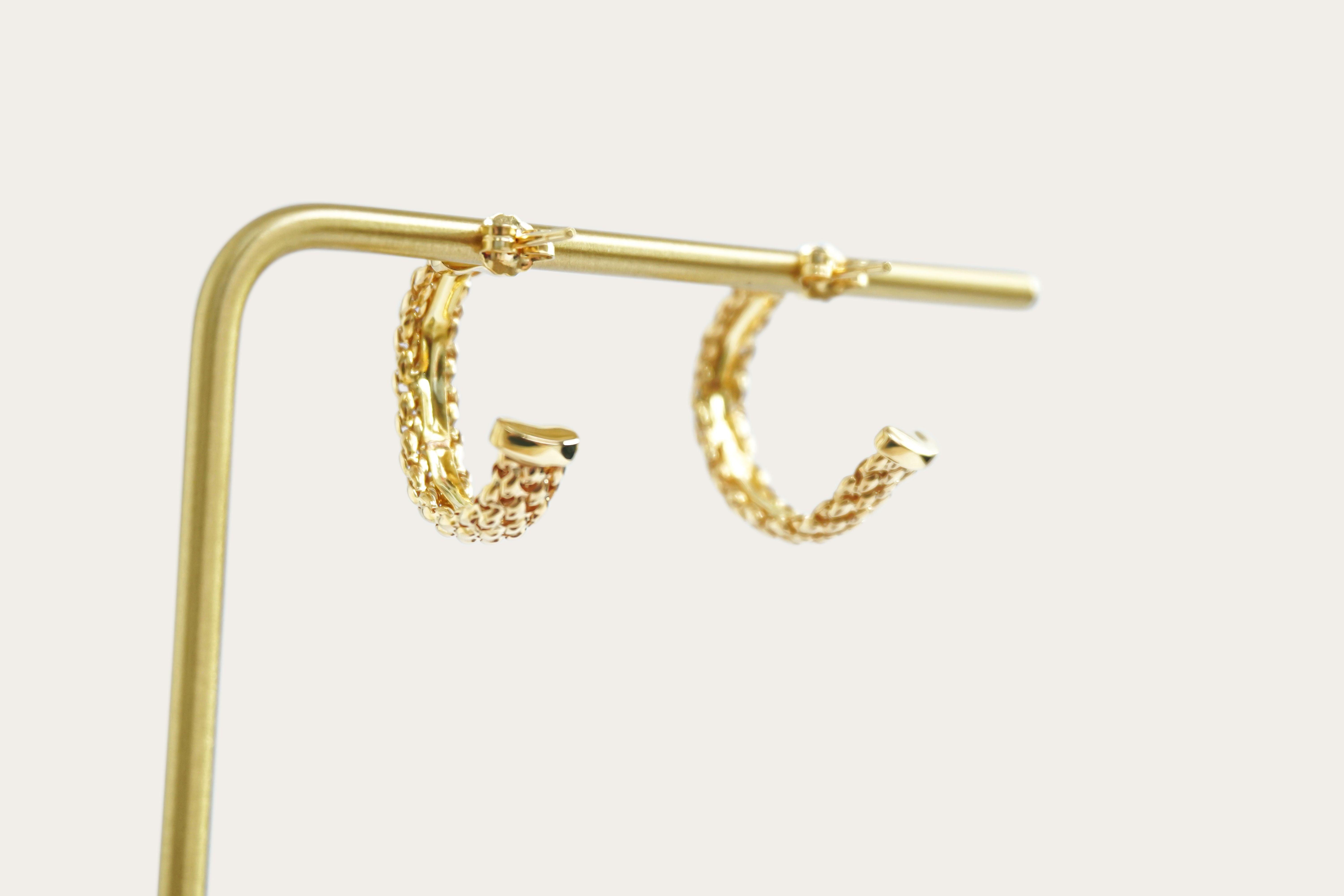 Weave Style Half Hoops Gold Earrings