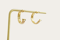 Weave Style Half Hoops Gold Earrings