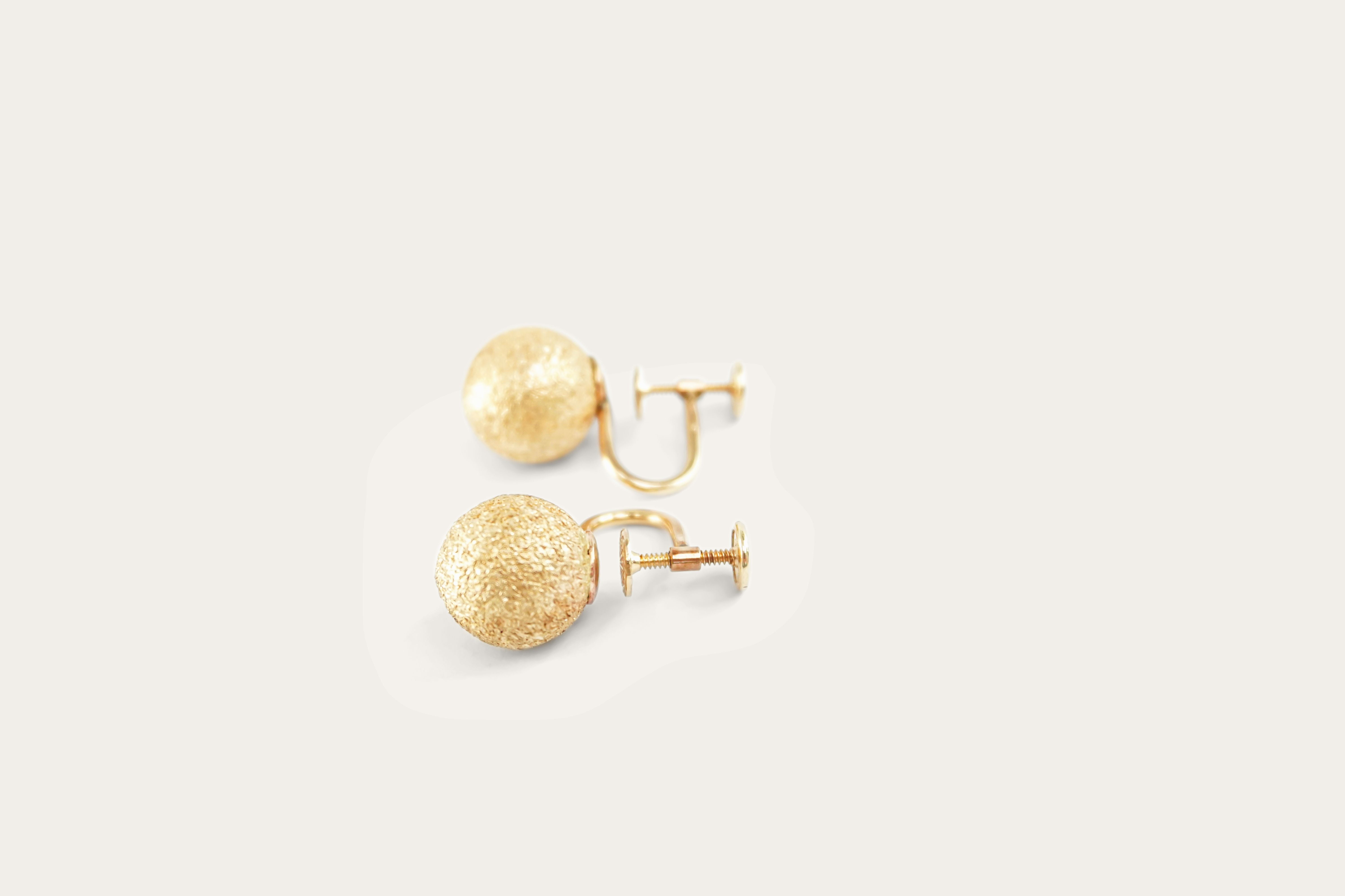 Textured Ball Studs Gold Earrings