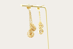 Double Pear-Shaped Hollow Drop Gold Earrings