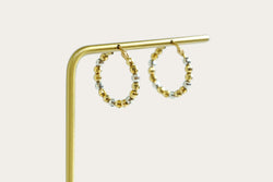 Beaded Hoop Gold Earrings