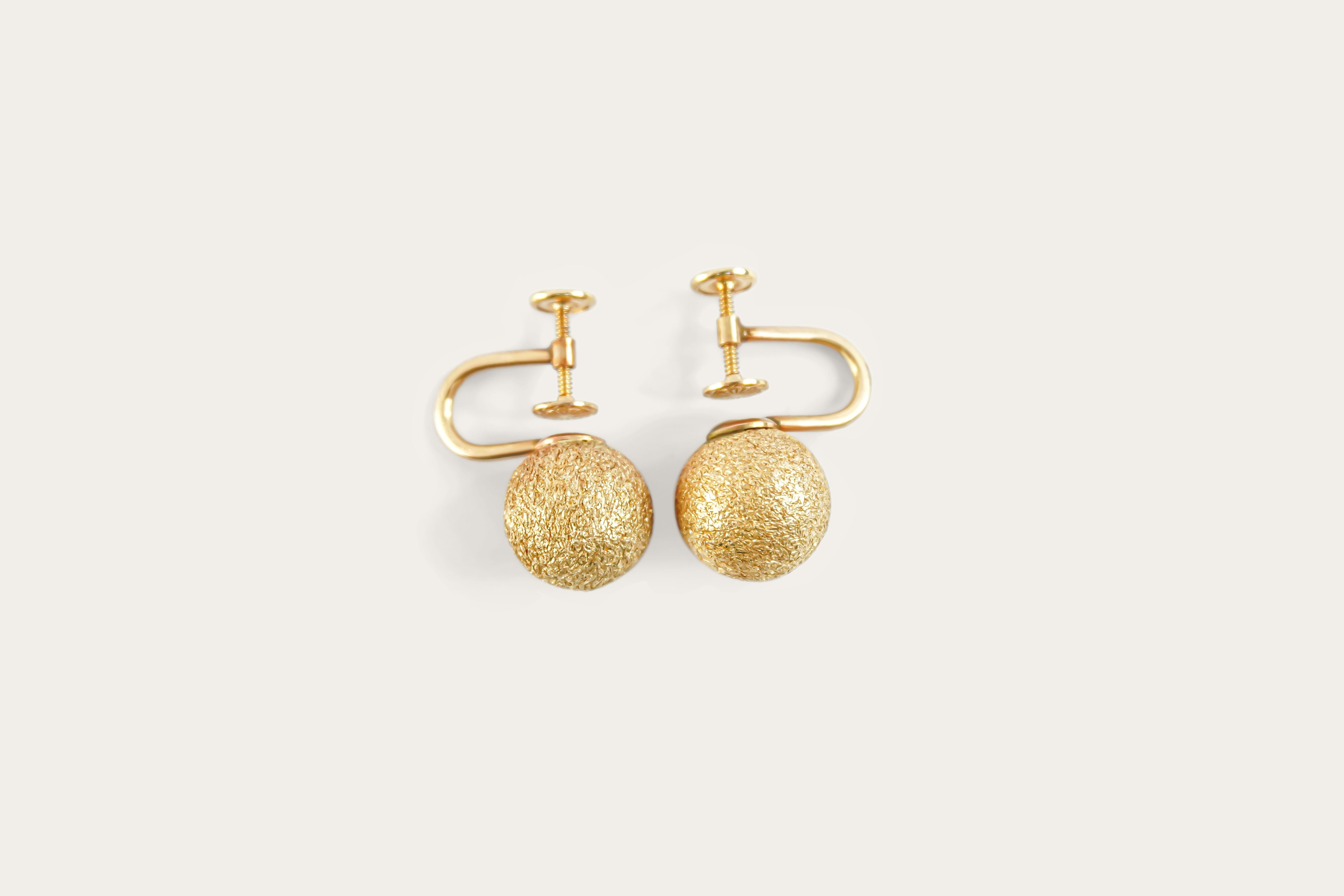 Textured Ball Studs Gold Earrings