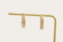 Weave Style Half Hoops Gold Earrings