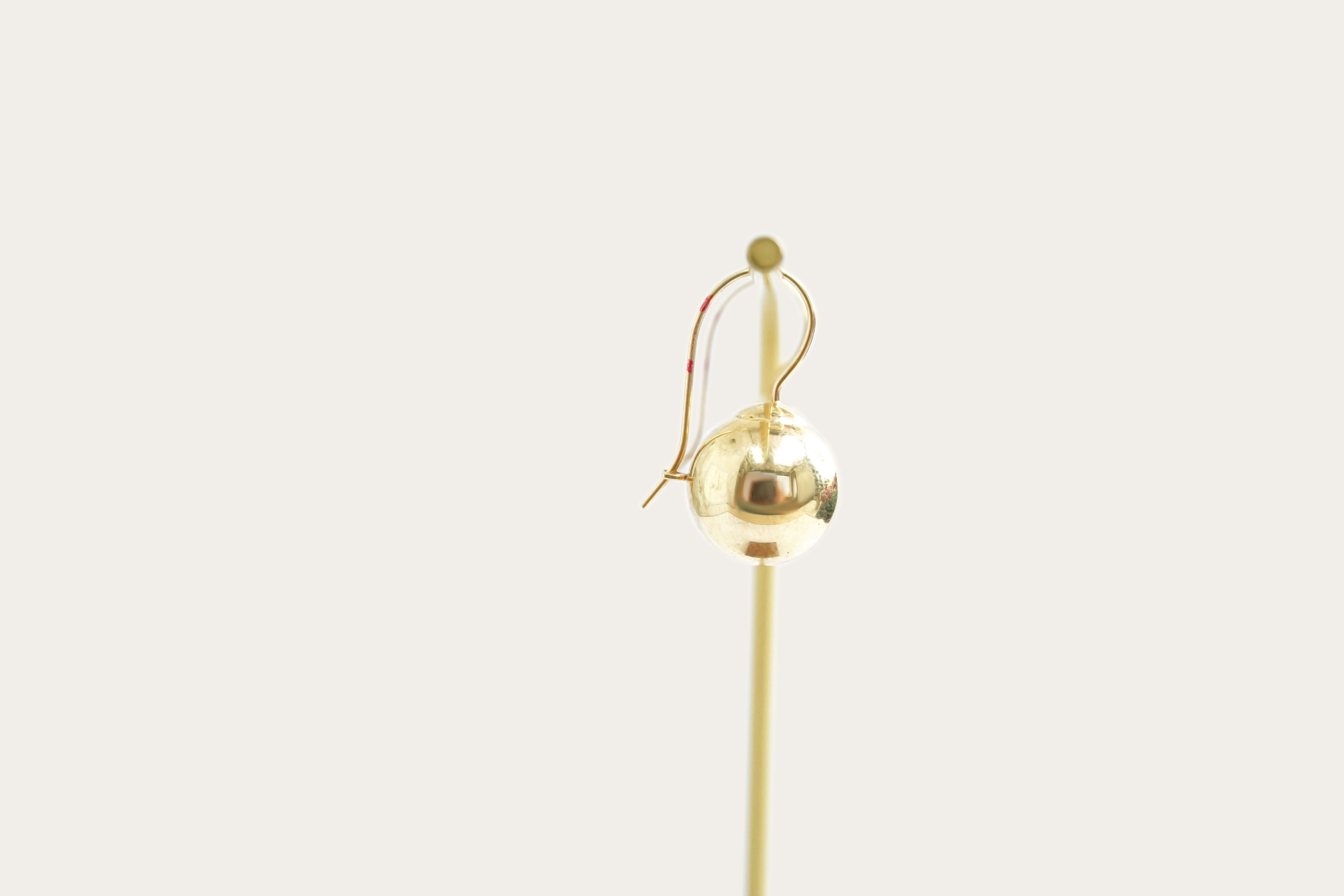 Dangle Ball Gold Earrings Fish Hook Backs