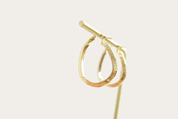 Greek Key Oval Hoop Gold Earrings