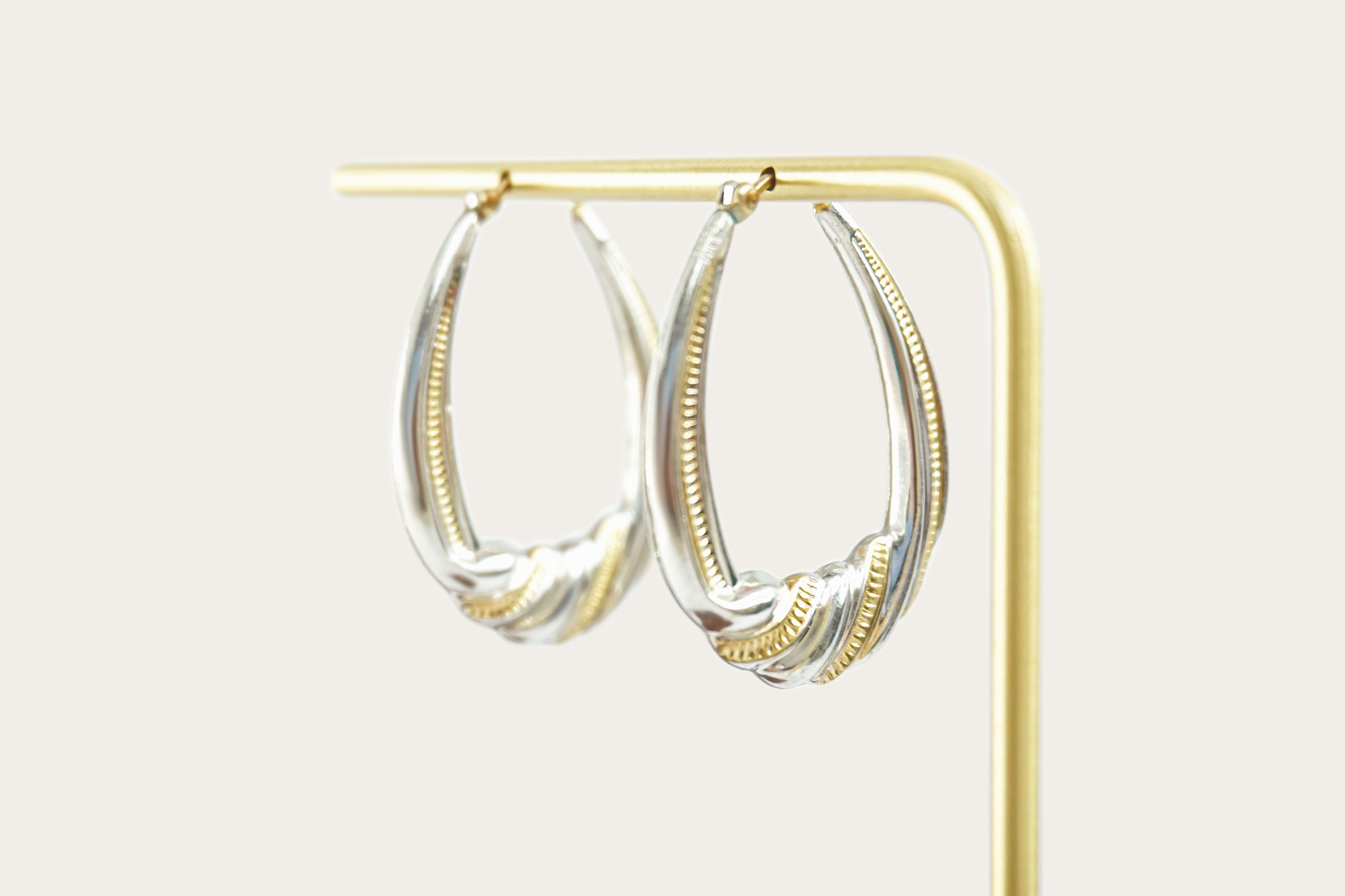 Two-tone Oval Hoop Earrings