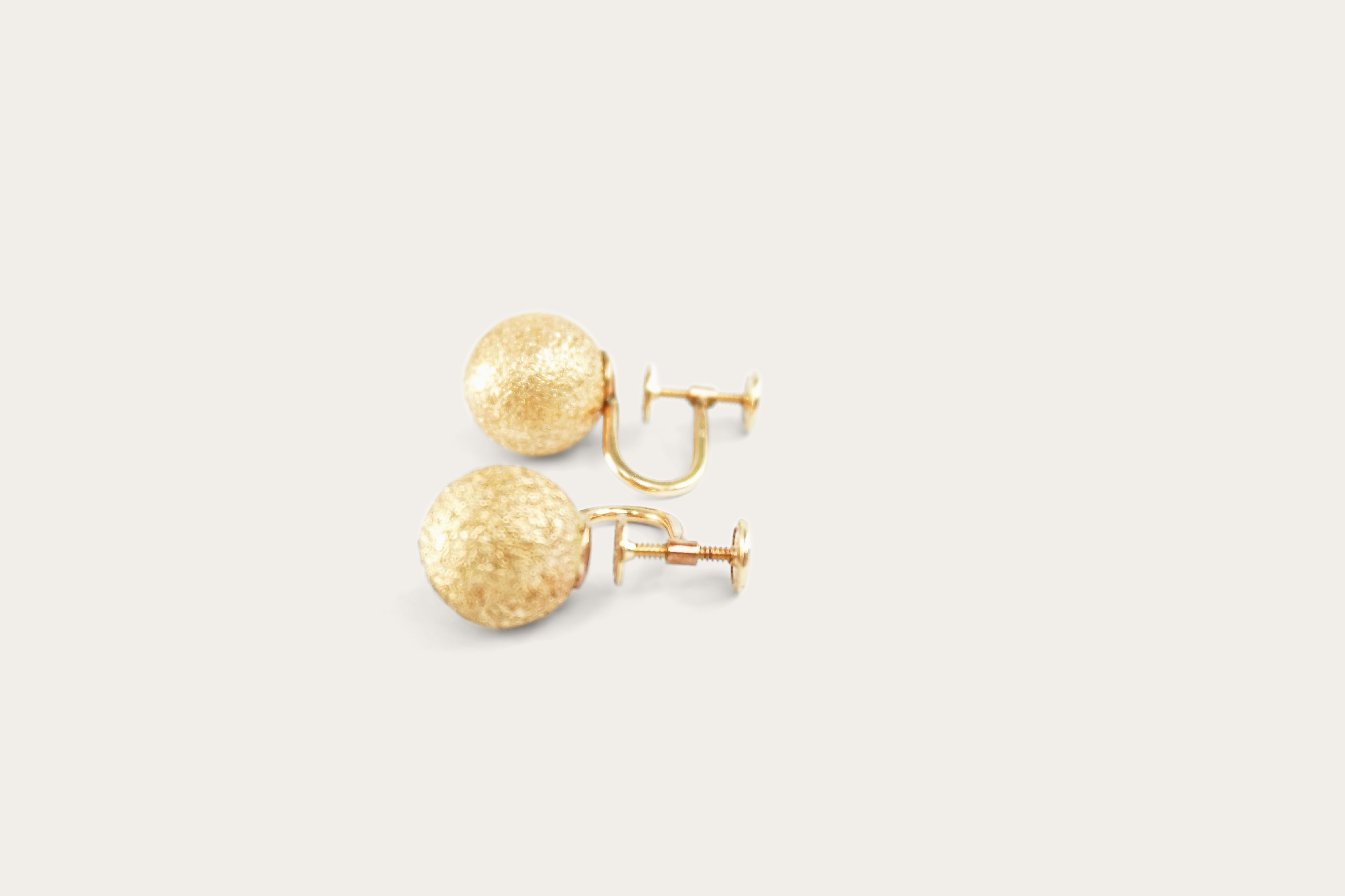 Textured Ball Studs Gold Earrings