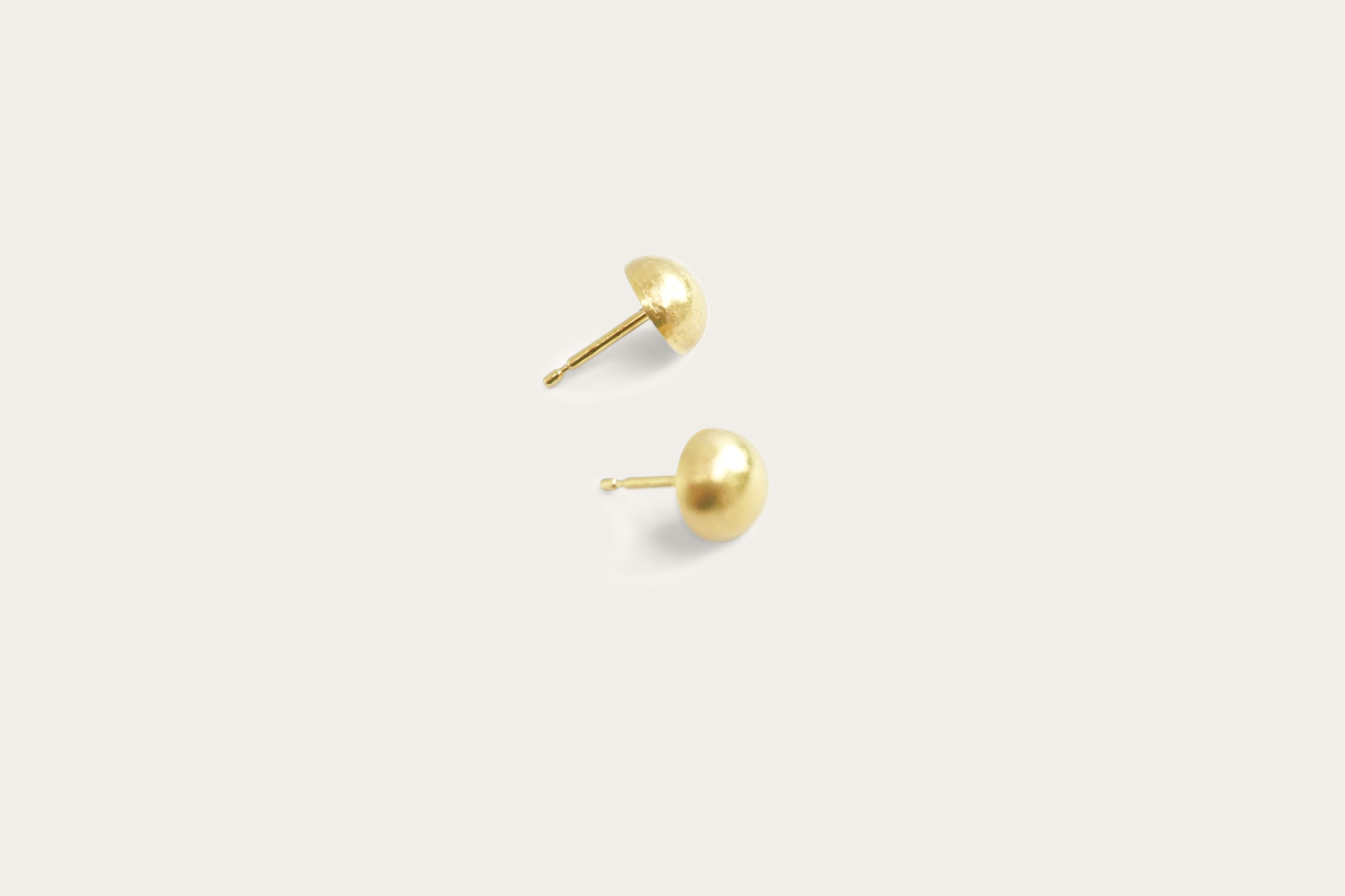 Textured Half-Ball Stud Gold Earrings