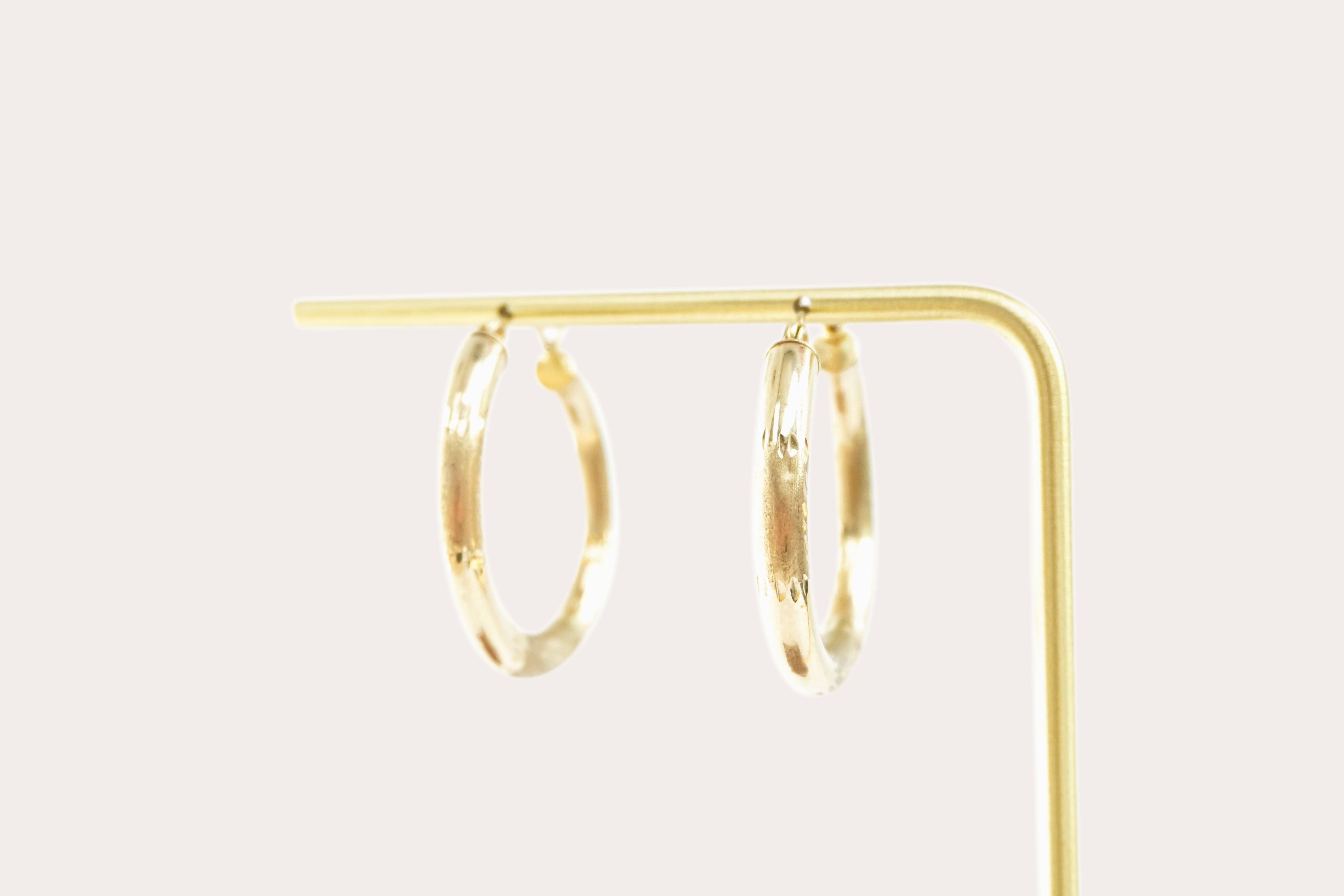 Hollow Hoop Gold Earrings Saddlebacks