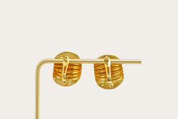 Ribbed Stud Gold Earrings Leverbacks