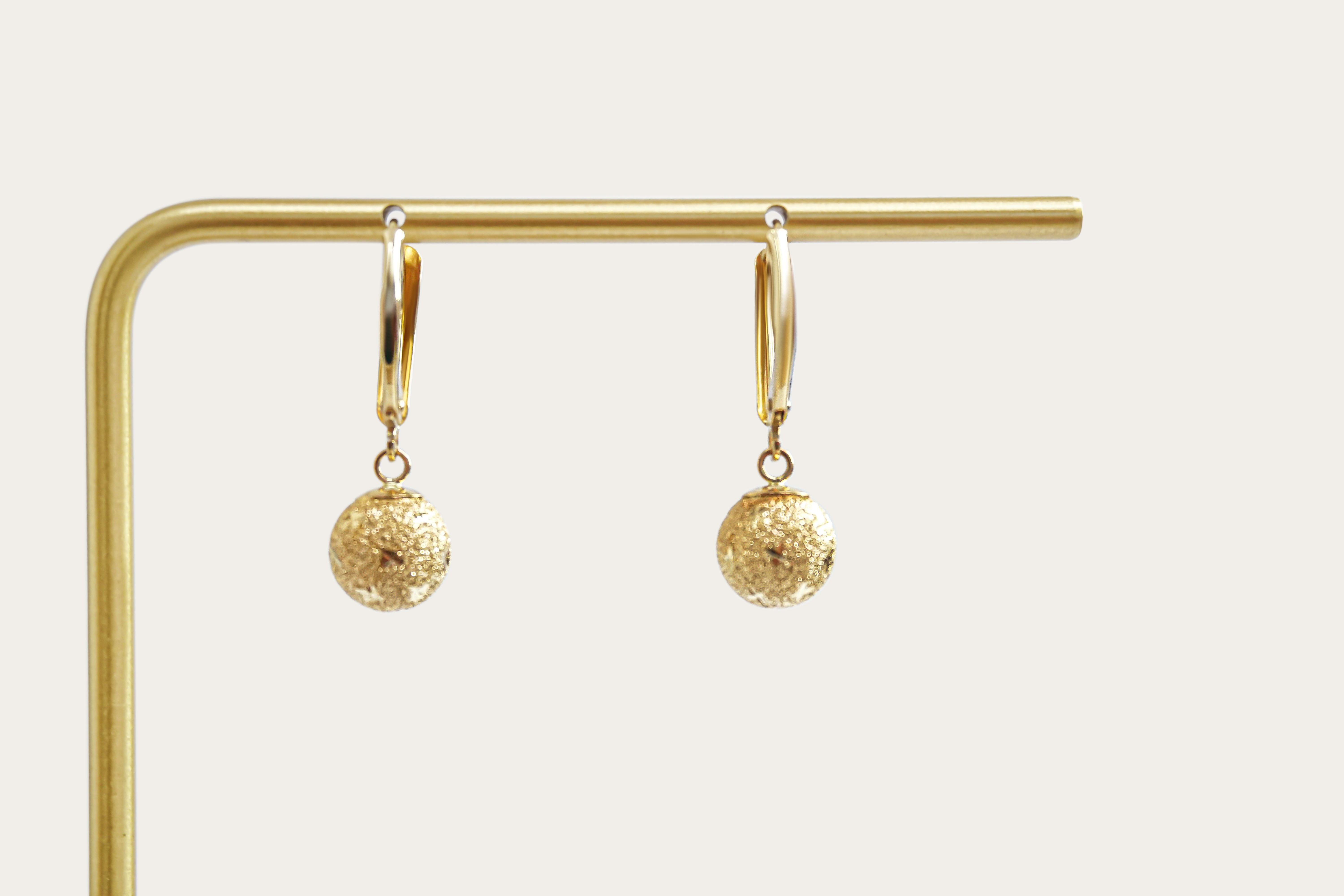 Textured Ball Drop Earrings Leverback