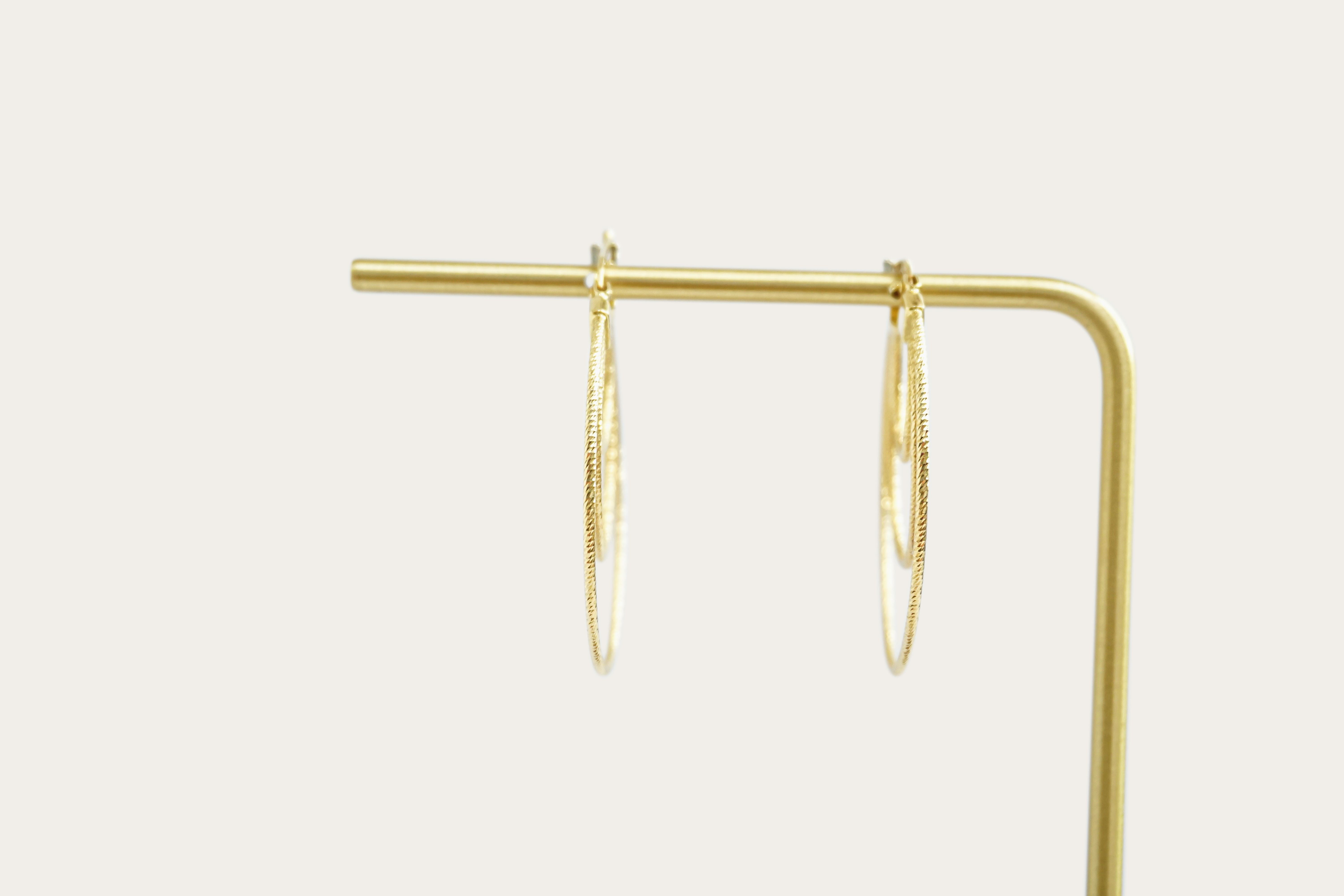 Triple Hoop Gold Earrings Saddlebacks