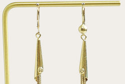 Drop Cone & Dangle Chain Gold Earrings