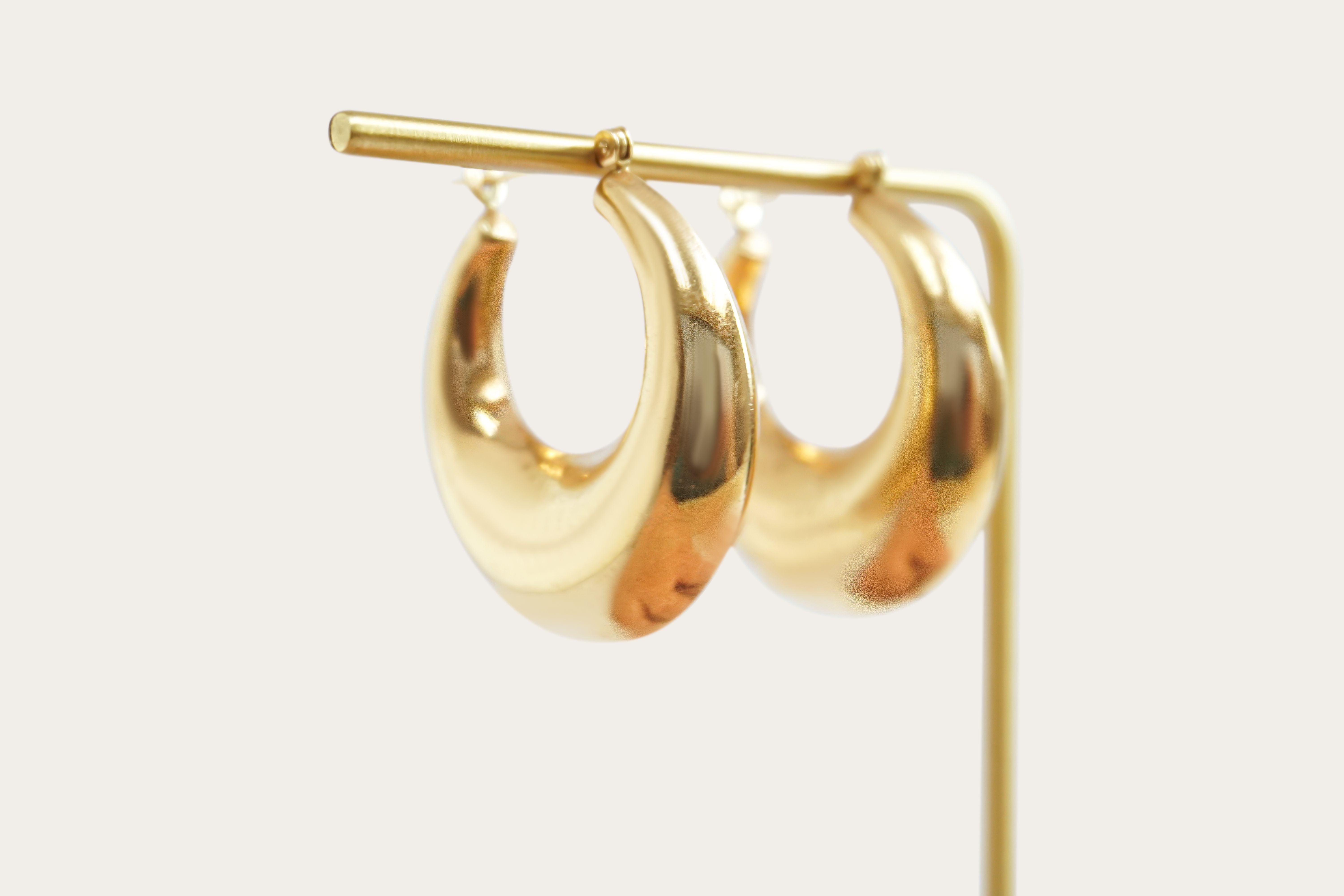 Thick Hoops Gold Earrings
